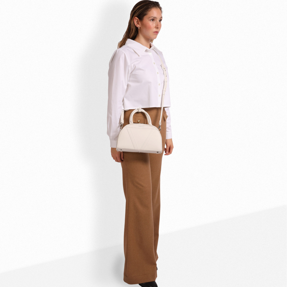 Henkeltasche als Crossbody Tasche aus Nappaleder Weiß